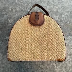 Vintage Canteen Top Handle Bag Crossbody Purse Leather Distressed Retro Boho